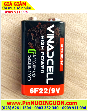 Pin Vinaxell 6F22(GB) vuông 9V, Pin vuông 9v Vinaxell 6F22(GB)/9V High Power chính hãng (Loại Gói 1viên) /MẪU MỚI